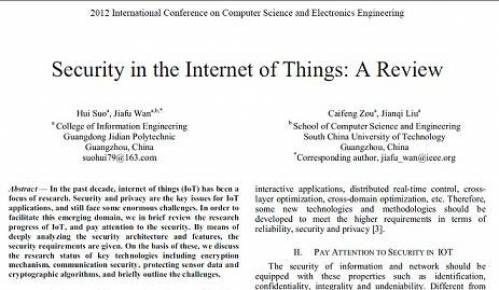 ترجمه مقاله انگلیسی : Security in the Internet of Things A Review