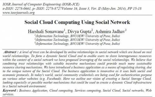 ترجمه مقاله انگلیسی : Social Cloud Computing Using Social Network