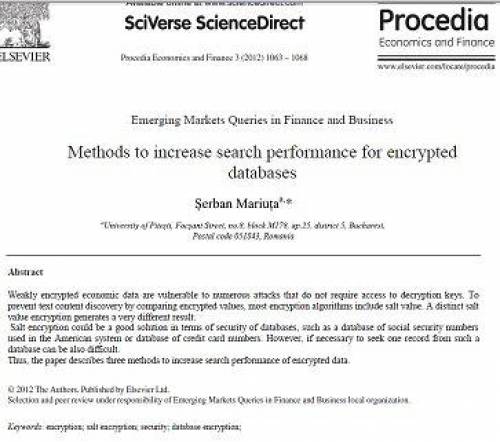 ترجمه مقاله انگلیسی : Methods to increase search performance for encrypted databases